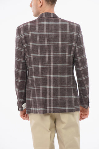 Einreihiger Blazer aus Wolle mit Karomuster