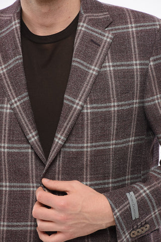 Einreihiger Blazer aus Wolle mit Karomuster
