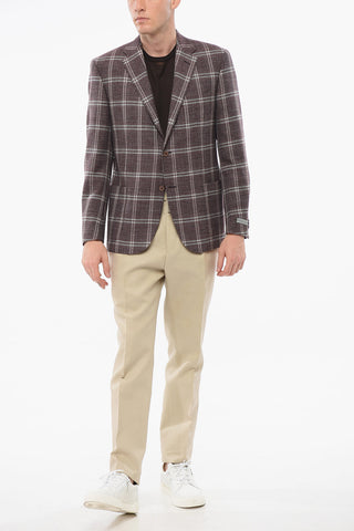 Einreihiger Blazer aus Wolle mit Karomuster