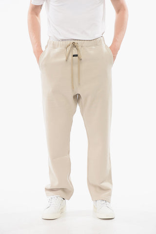 Solid-Color Cotton Joggers with Contrast Logo Patch