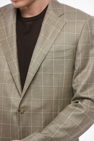Checkered Wool Blend LEADER Single Breasted Blazer