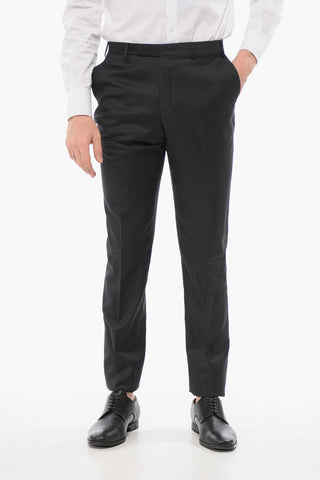 Virgin Wool Pants with Hidden Clousure