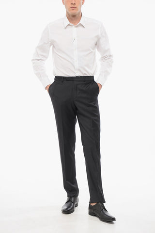 Virgin Wool Pants with Hidden Clousure