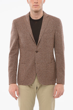 Blazer Monopetto In Misto Lana Con Tasche A Toppa
