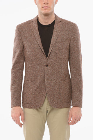 Blazer Monopetto In Misto Lana Con Tasche A Toppa