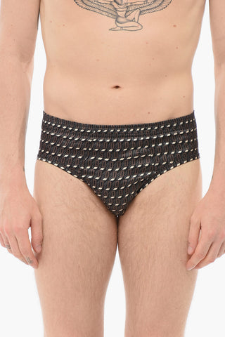Slip In Seta Con Stampa Logo Allover