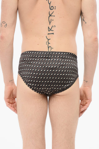 Slip In Seta Con Stampa Logo Allover