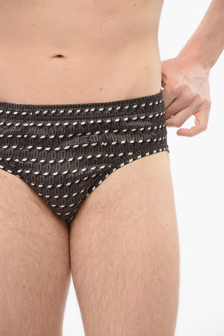 Slip In Seta Con Stampa Logo Allover