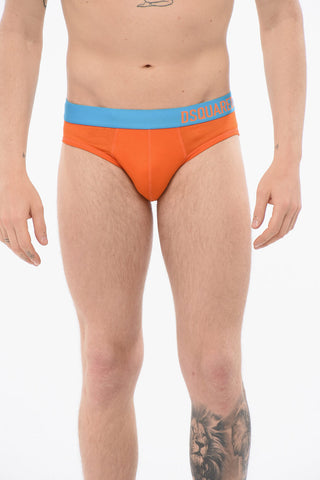 Slip Elasticizzato Con Banda Logata A Contrasto
