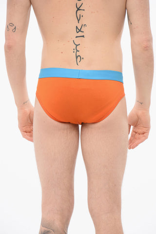 Slip Elasticizzato Con Banda Logata A Contrasto