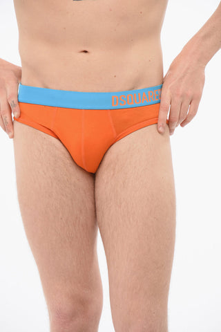 Slip Elasticizzato Con Banda Logata A Contrasto