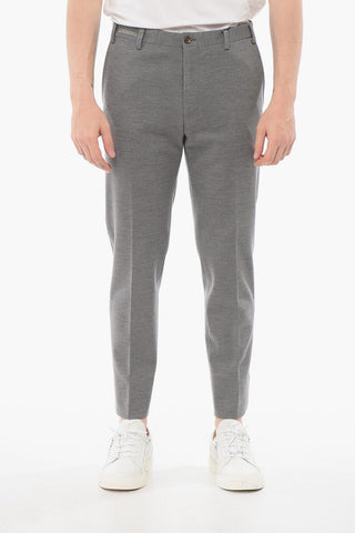 Wool Jersey Pants with Side Knitted Bands