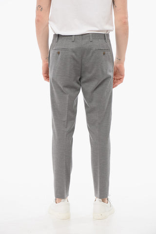 Wool Jersey Pants with Side Knitted Bands