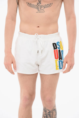Terry Cotton Swim Shorts with Side Logo