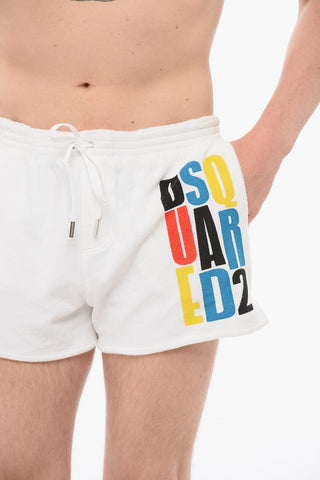 Terry Cotton Swim Shorts with Side Logo