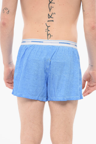 Linen Blend Boxers With Logoed Waistband