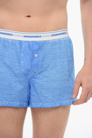 Linen Blend Boxers With Logoed Waistband