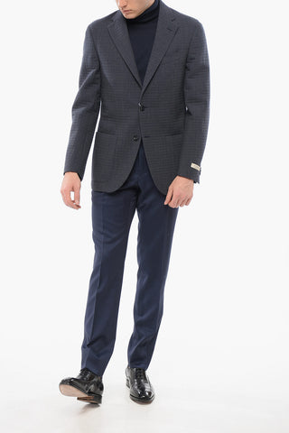 Quilted Wool Single-Breasted Blazer with Patch Pockets