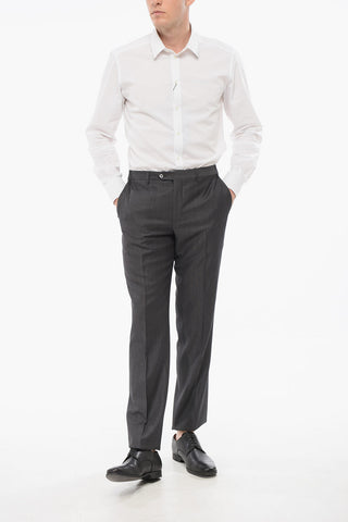 Cool Wool Pants with Striped Motif