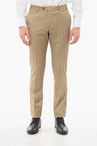 Pantaloni in Lana Vergine con Tasche a Filo