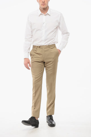 Pantaloni in Lana Vergine con Tasche a Filo