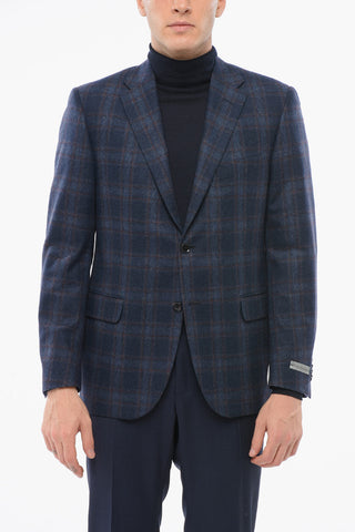 Blazer Monopetto In Lana Con Motivo A Quadri