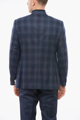 Blazer Monopetto In Lana Con Motivo A Quadri
