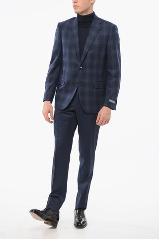 Blazer Monopetto In Lana Con Motivo A Quadri