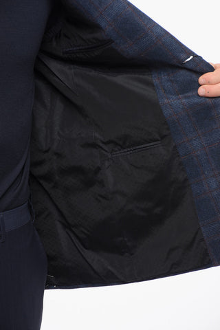 Blazer Monopetto In Lana Con Motivo A Quadri