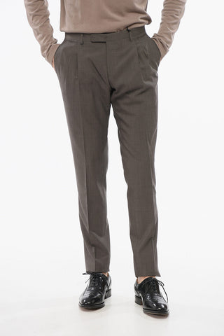 Pantaloni In Lana Vergine con Pinces Frontale 