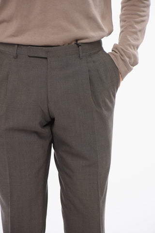 Pantaloni In Lana Vergine con Pinces Frontale 
