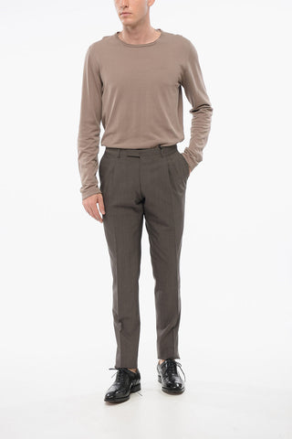 Pantaloni In Lana Vergine con Pinces Frontale 