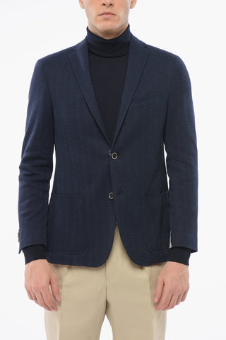 Cotton Single Breasted Blazer With Patch Pockets