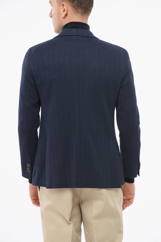 Cotton Single Breasted Blazer With Patch Pockets