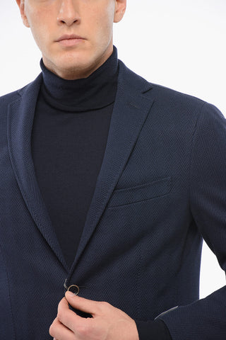 Cotton Single Breasted Blazer With Patch Pockets