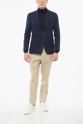 Cotton Single Breasted Blazer With Patch Pockets