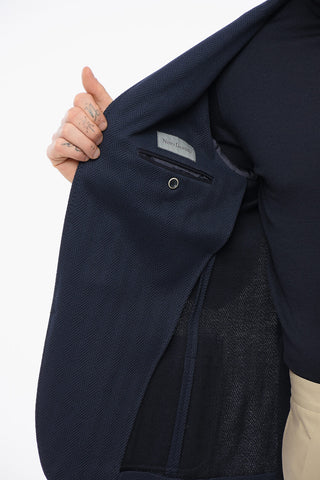 Cotton Single Breasted Blazer With Patch Pockets