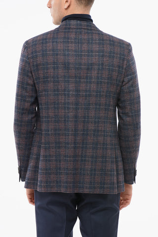 Blazer Monopetto In Misto Lana Motivo A Quadri Con Tasche A Toppa