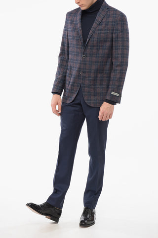 Blazer Monopetto In Misto Lana Motivo A Quadri Con Tasche A Toppa