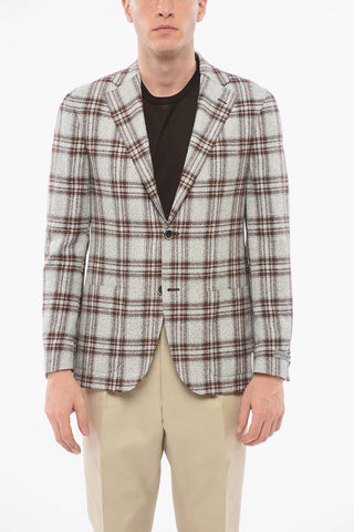 Blazer Monopetto Motivo A Quadri Con Tasche A Toppa