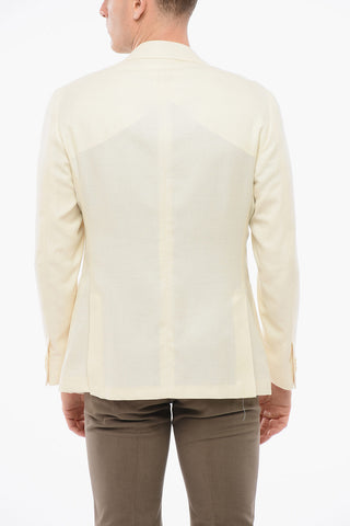 Linen Blend GATE Single Breasted Blazer With Peak Lapel