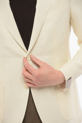 Linen Blend GATE Single Breasted Blazer With Peak Lapel