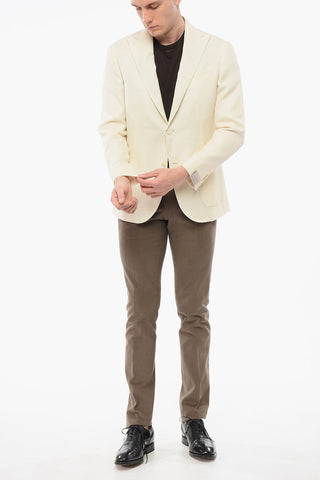 Linen Blend GATE Single Breasted Blazer With Peak Lapel