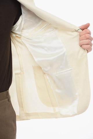 Linen Blend GATE Single Breasted Blazer With Peak Lapel