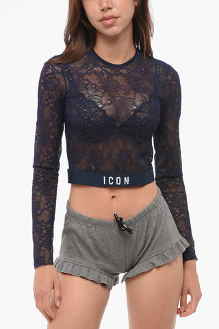 Long-sleeved ICON Lace Crop Top