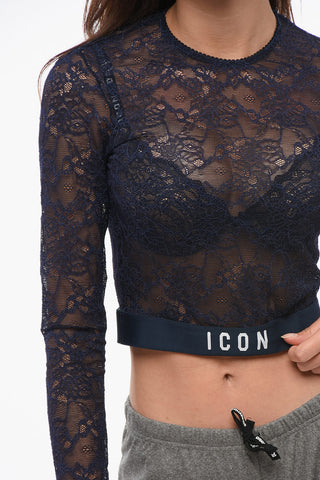 Long-sleeved ICON Lace Crop Top