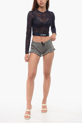 Long-sleeved ICON Lace Crop Top