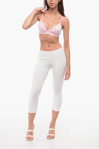 Reggiseno a Triangolo in Cotone Stretch con Logo Stampato