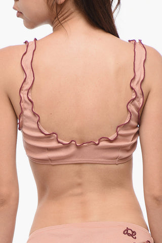 Ribbed Soft Bra with Monogram Embroidery