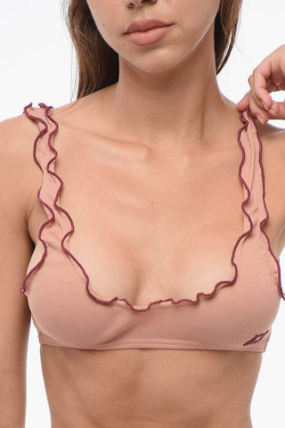 Ribbed Soft Bra with Monogram Embroidery